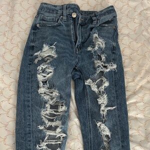 American Eagle Outfitters High Rise Distressed Jeans - Blue